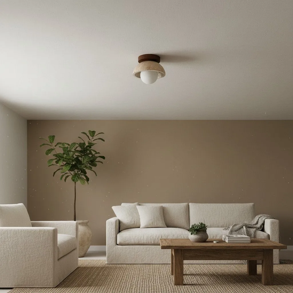 Travira Ceiling Light Textured Bowl Design Flush Mount Ceiling Lamp - Organic Style for Living Rooms T493