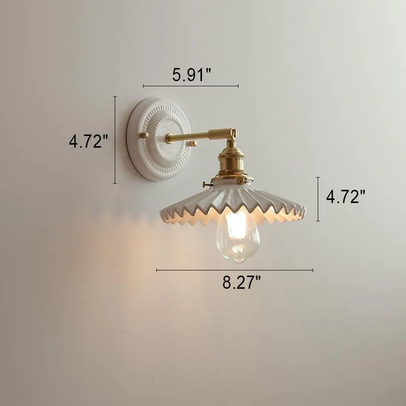 Vintage Ceramic & Brass Wall Sconce – Elegant Lighting for Bedrooms & Hallways T265