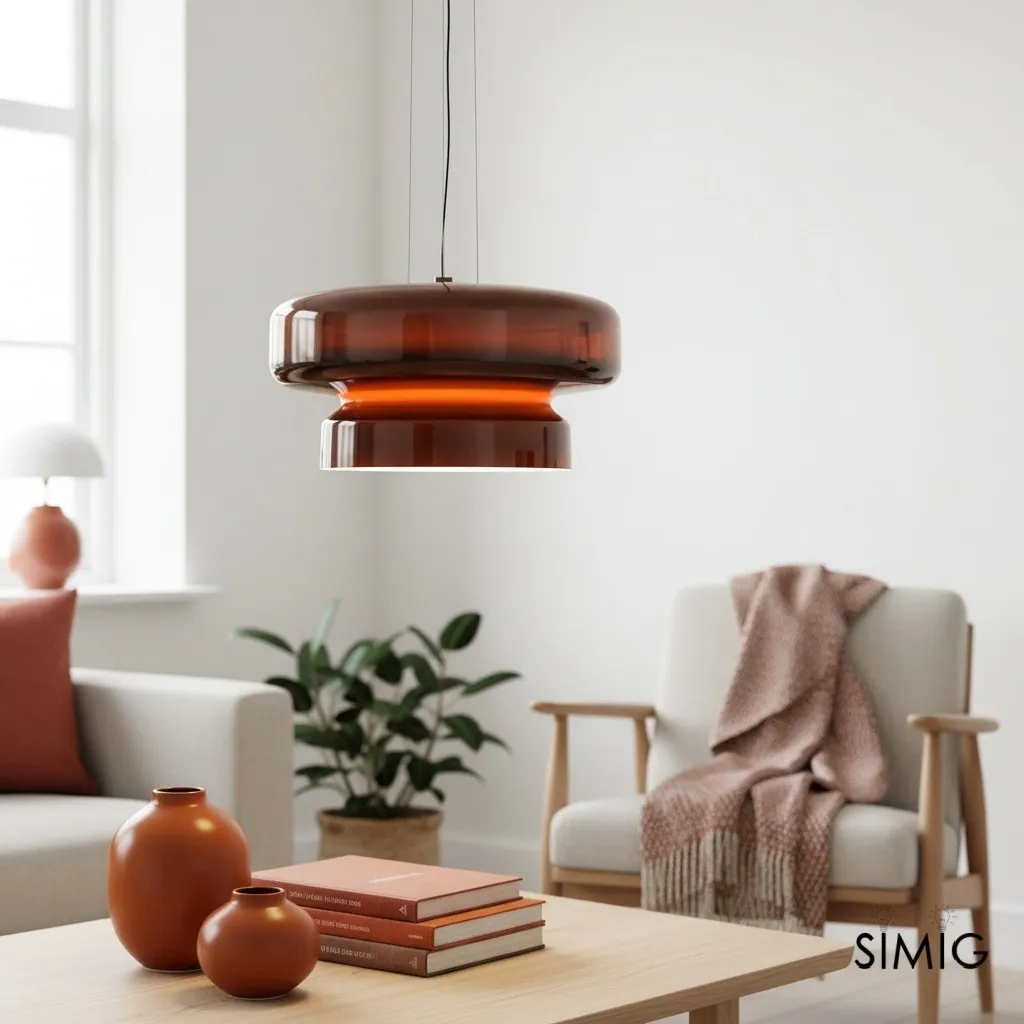 Minimalist Pendant Light - Bohemian Glass and Metal for Dining Room M388
