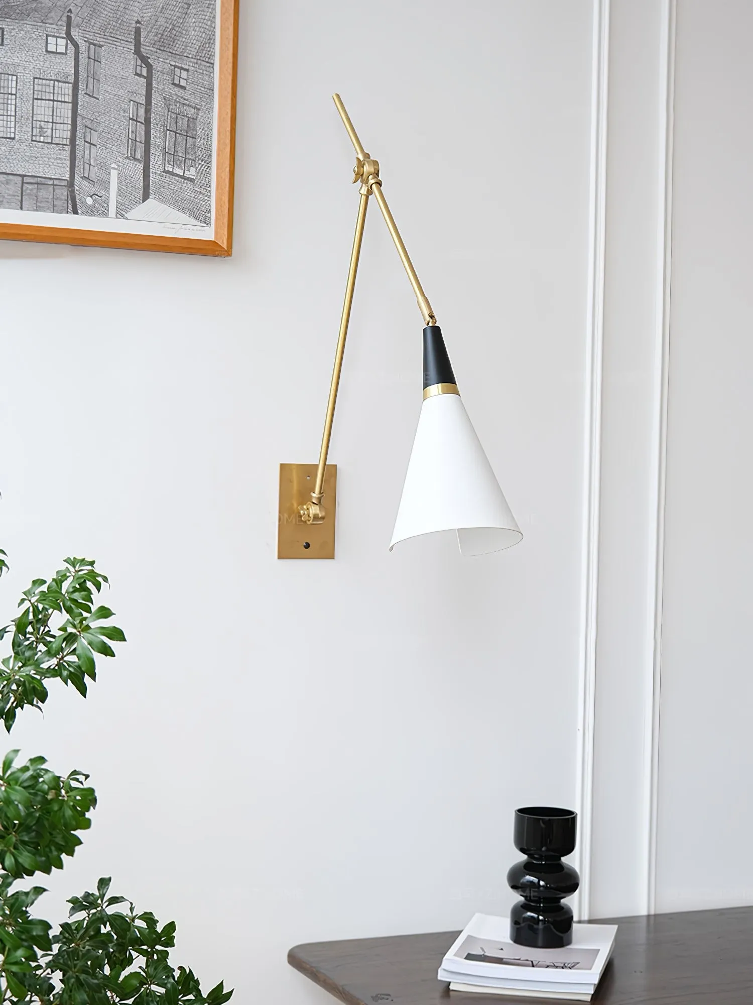 Vintage Metal Adjustable Swing Arm Wall Lamp G37