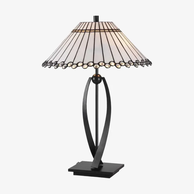 TF Allanton Tapered Table Lamp - Vintage Geometric Glass for Bedside and Study T854