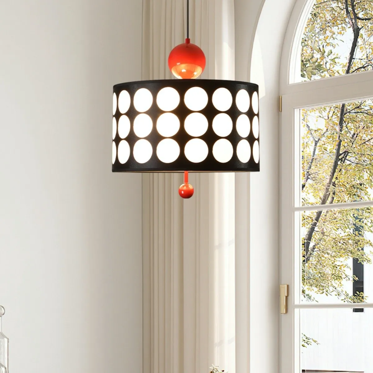 Polka Dot Lattice Pendant Lamp - French Vintage Light for Dining M165