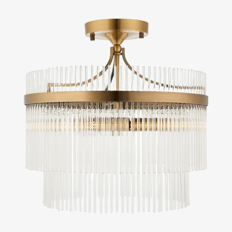 RibGlow Antique Brass 3-Light Ceiling Light with Clear Glass - Hallway or Bedroom T979