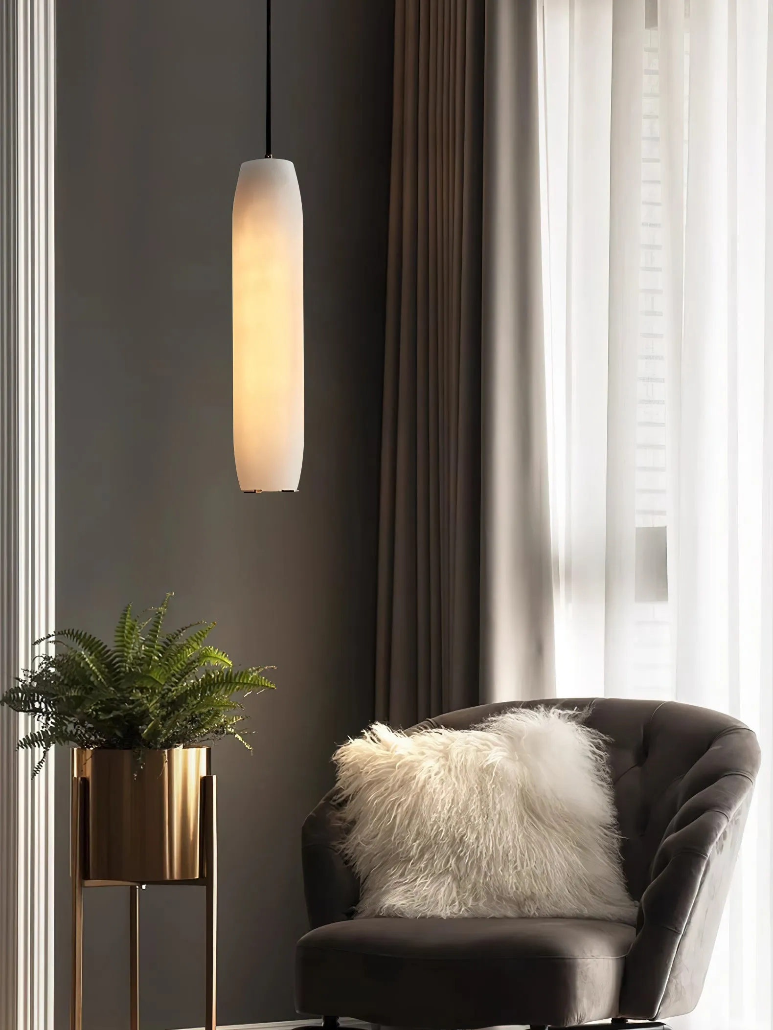 Alabaster Flute Pendant Light T1660