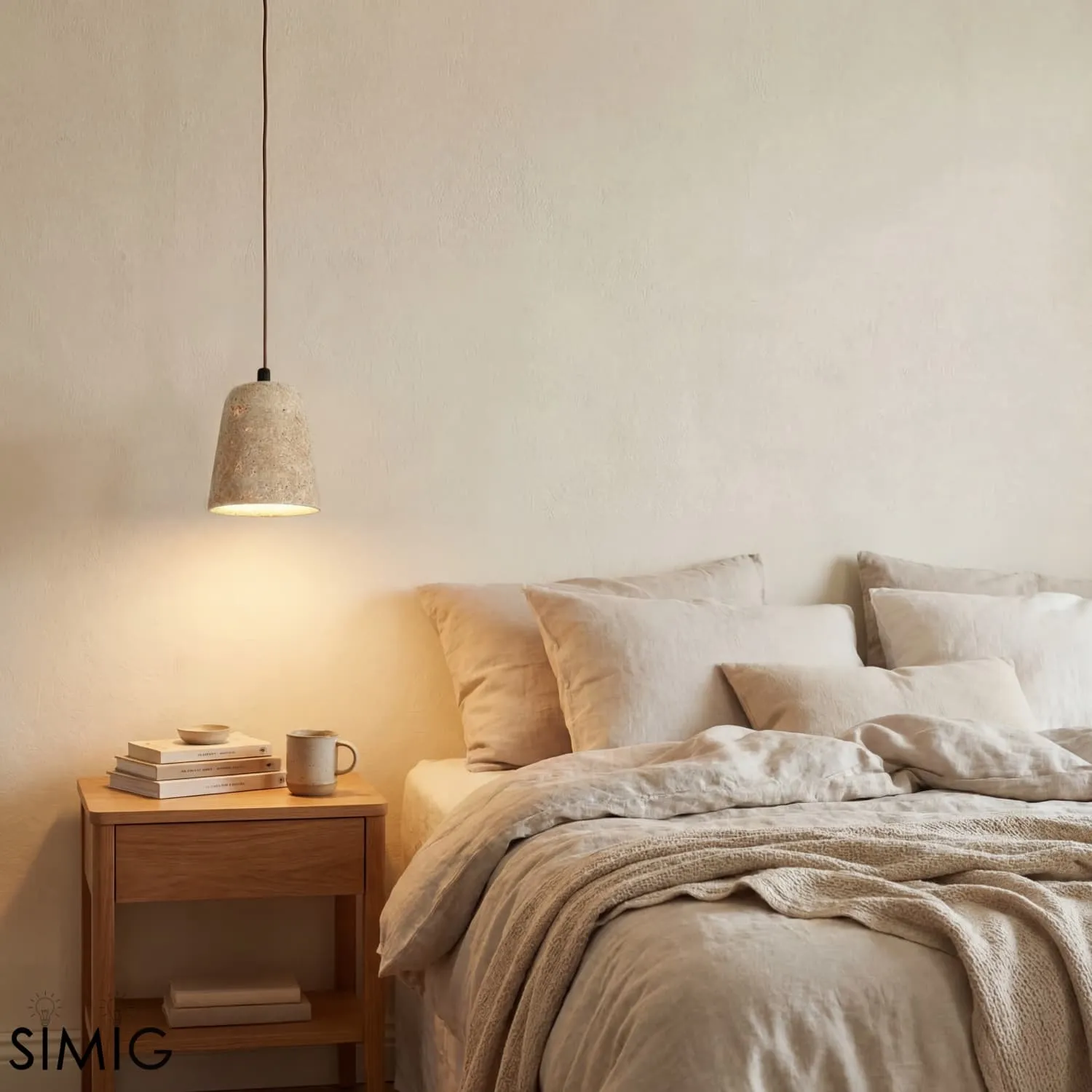 Natural Stone Wood Pendant Light - Minimalist Japanese Dining Lamp M08
