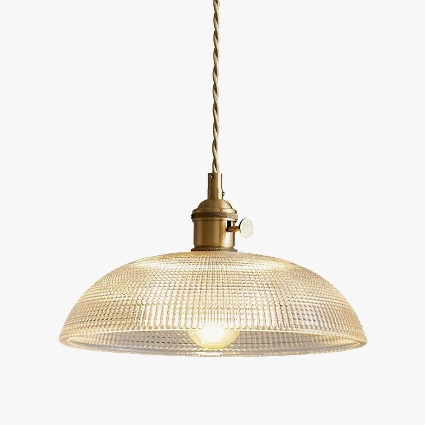 Modern Spiral Pendant Light – Textured Ribbed Glass Shade S225