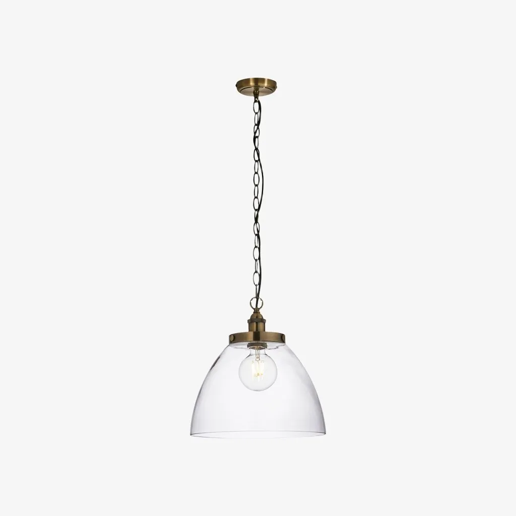 Novera Art Deco Dome Adjustable Height Glass Shade Pendant Light for Living Room T1008