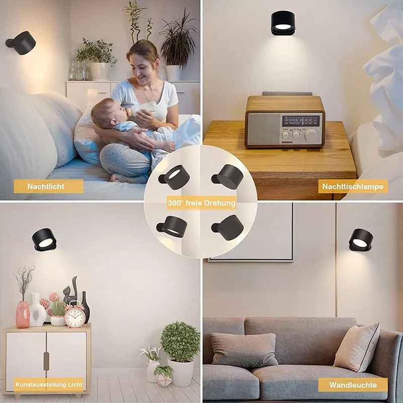 Wireless Rotatable LED Bedside Reading Wall Lamp S58