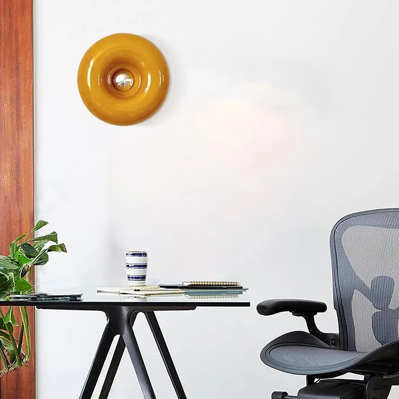 Glass Donut Table Wall Lamp - Bauhaus Style Accent Light Fixture S77