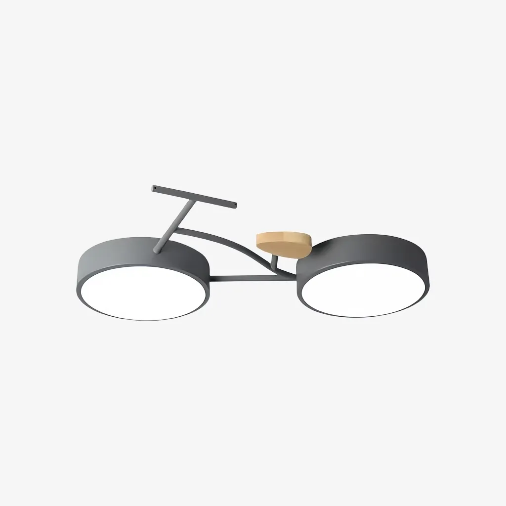 Nordic Fun Bicycle LED Ceiling Lamp - Wood Disc Design for Children's Room S380