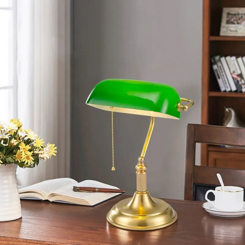 Classic Green Glass Bankers Table Lamp