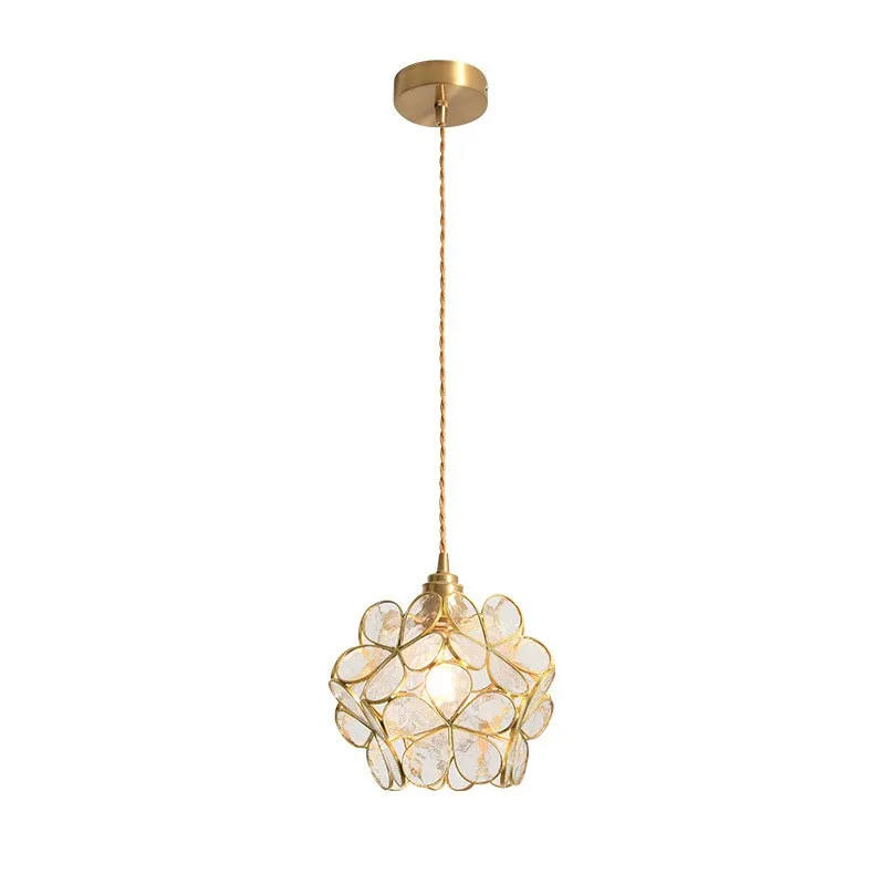 Nordic Brass Flower Petal Glass Pendant Light S10