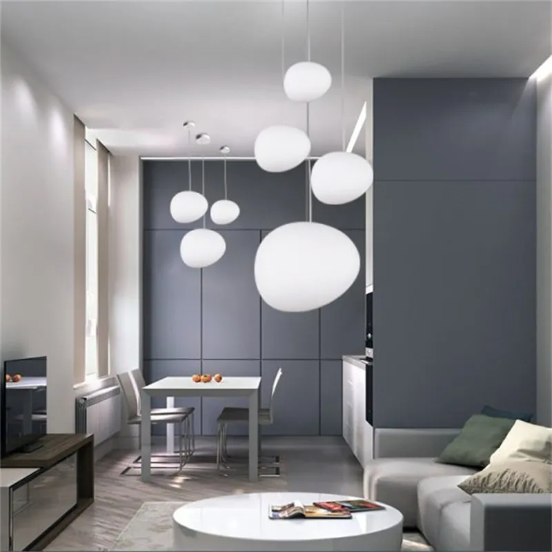 Pebble Orb Deco Milk Glass Pendant Light S161