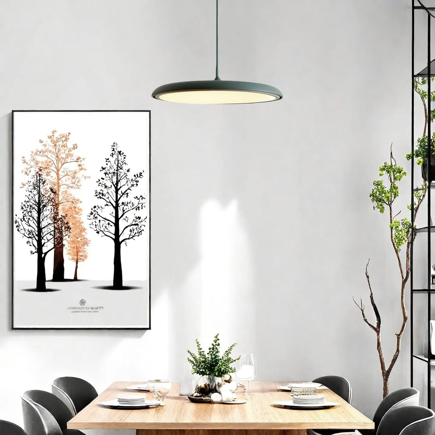 Modern Metal Saucer Pendant Light – Slim Design with LED Lighting M45