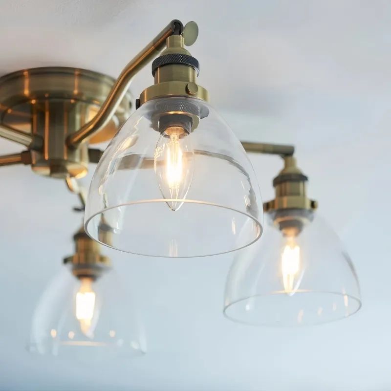 Novera Vintage-Inspired Semi-Flush Ceiling Fixture with Curved Arms for Living Spaces T1037