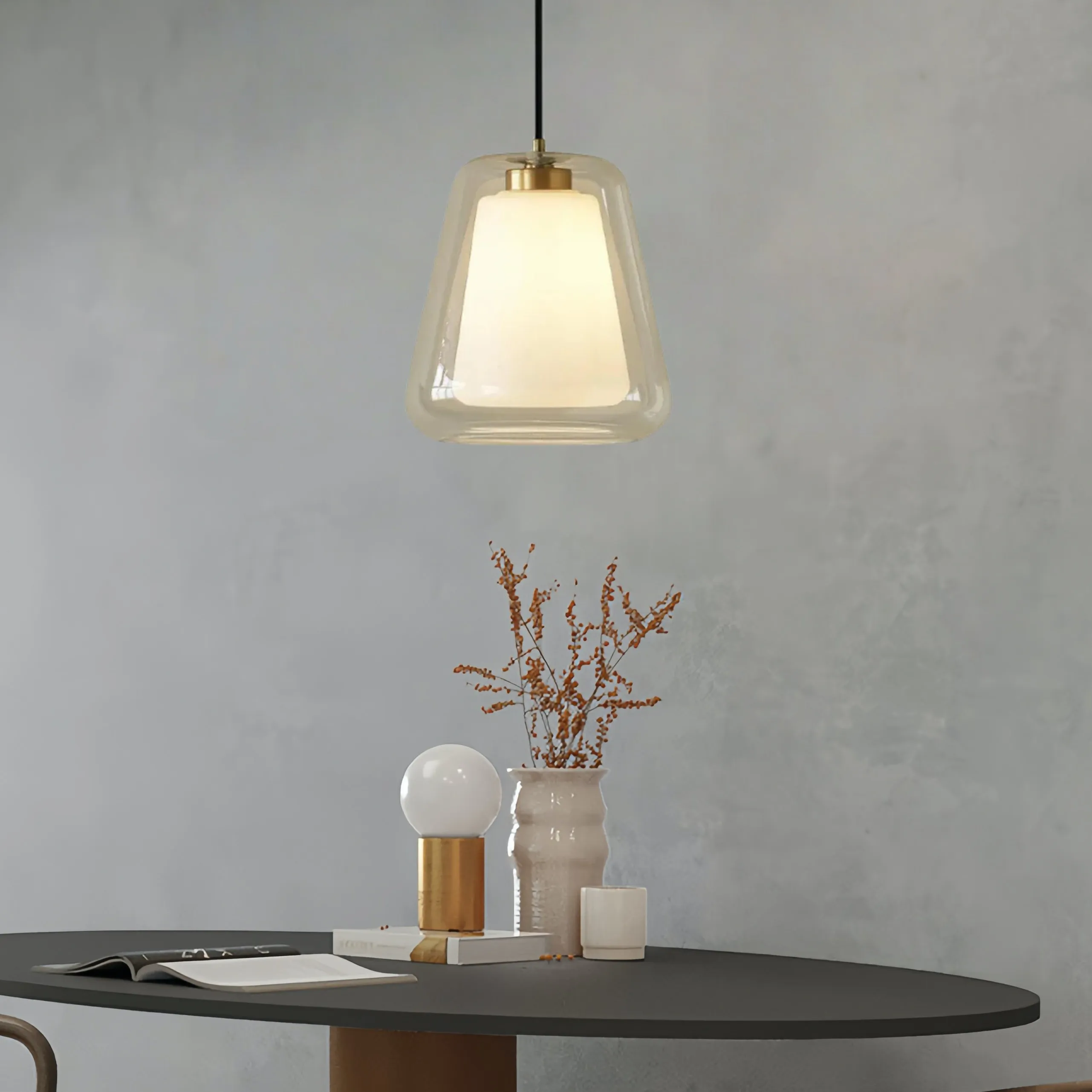 Modern Gold Pendant Light with Clear Glass Shade S221