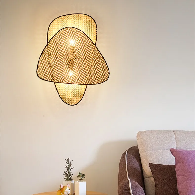 Rustic Wall Light – Rattan Design for Living Room