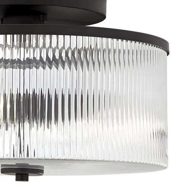 Rilona Clear Glass Drum Semi Flush Ceiling Light - Farmhouse Retro Styley U13