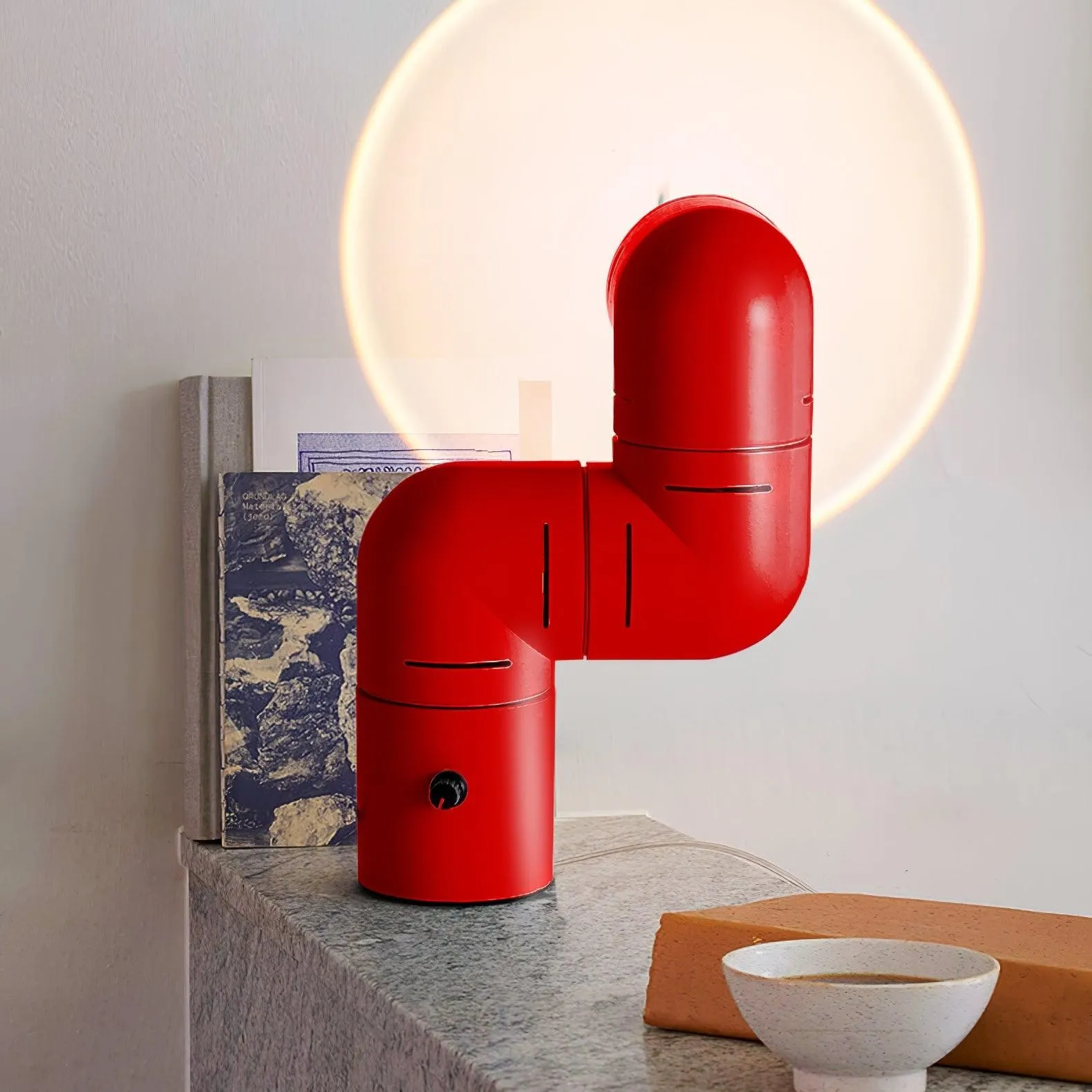 Red Tubular Table Lamp Suitable For Bedroom M504