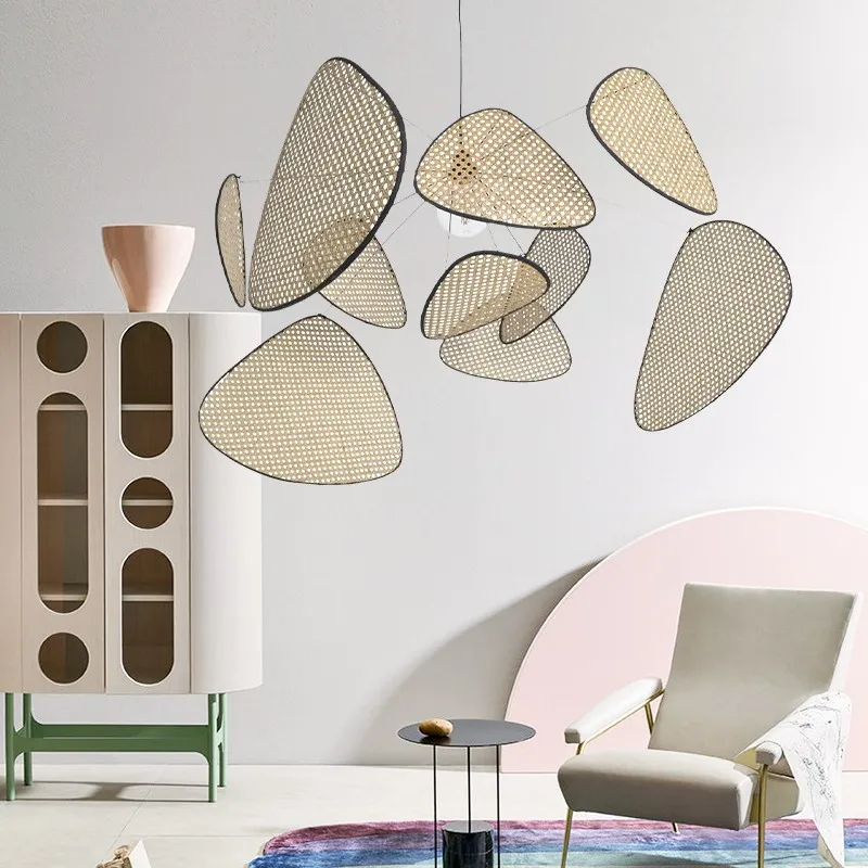 Screen Cannage Pendant Light - Woven Rattan Design for Living Room