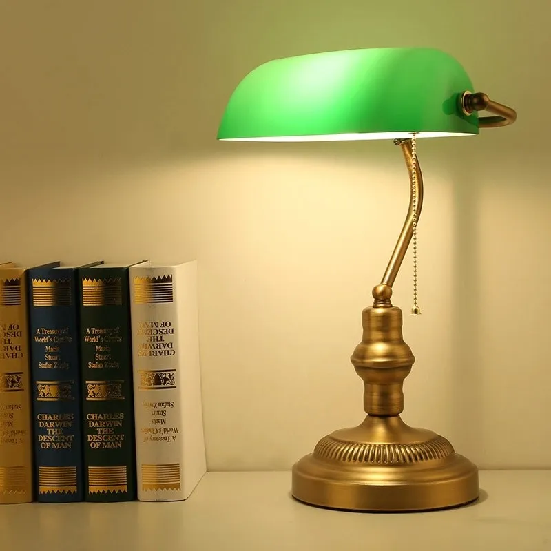 Classic Green Glass Bankers Table Lamp