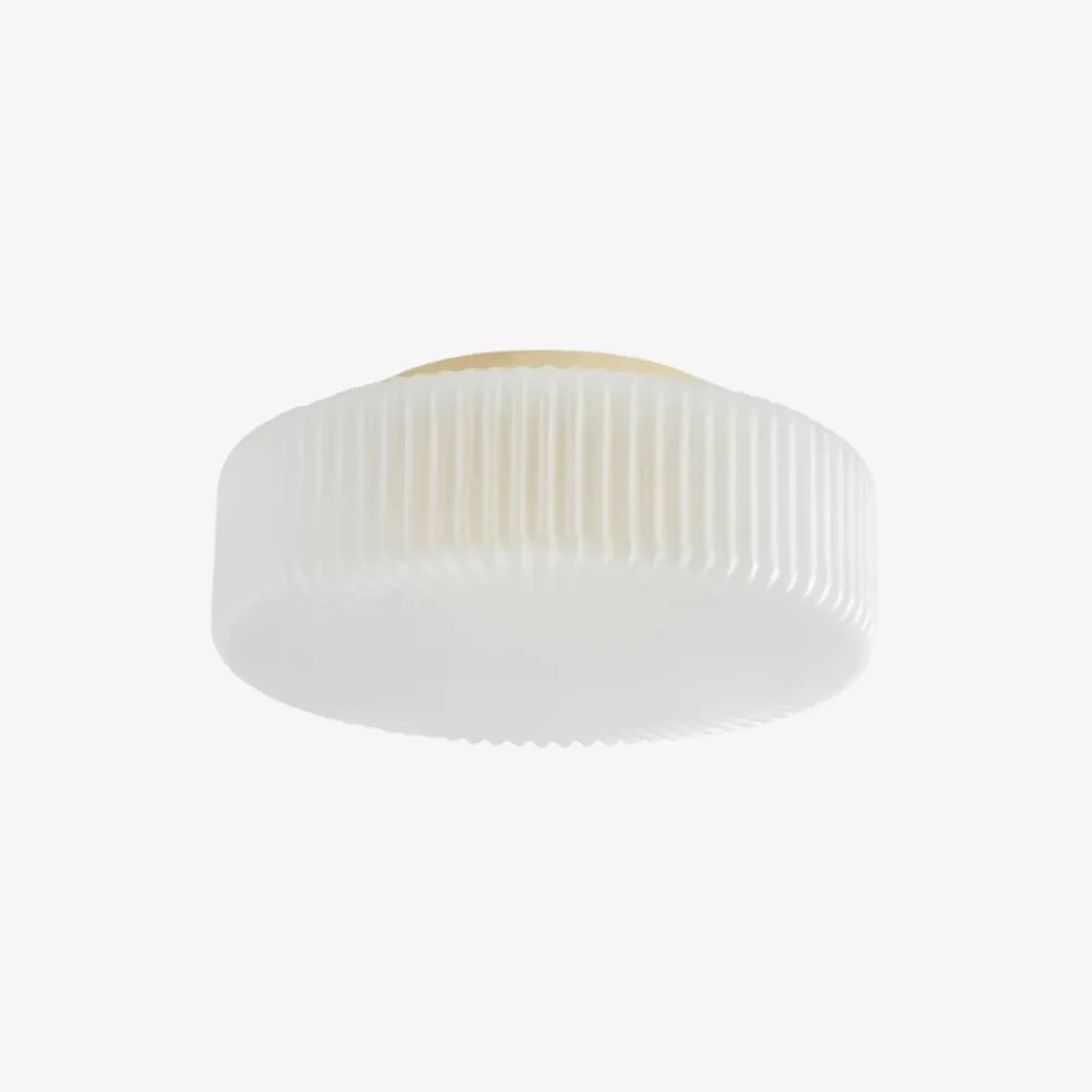 Lunorib Ribbed Opaline Glass Flush Mount Ceiling Light - Modern Hallway Glow T1075