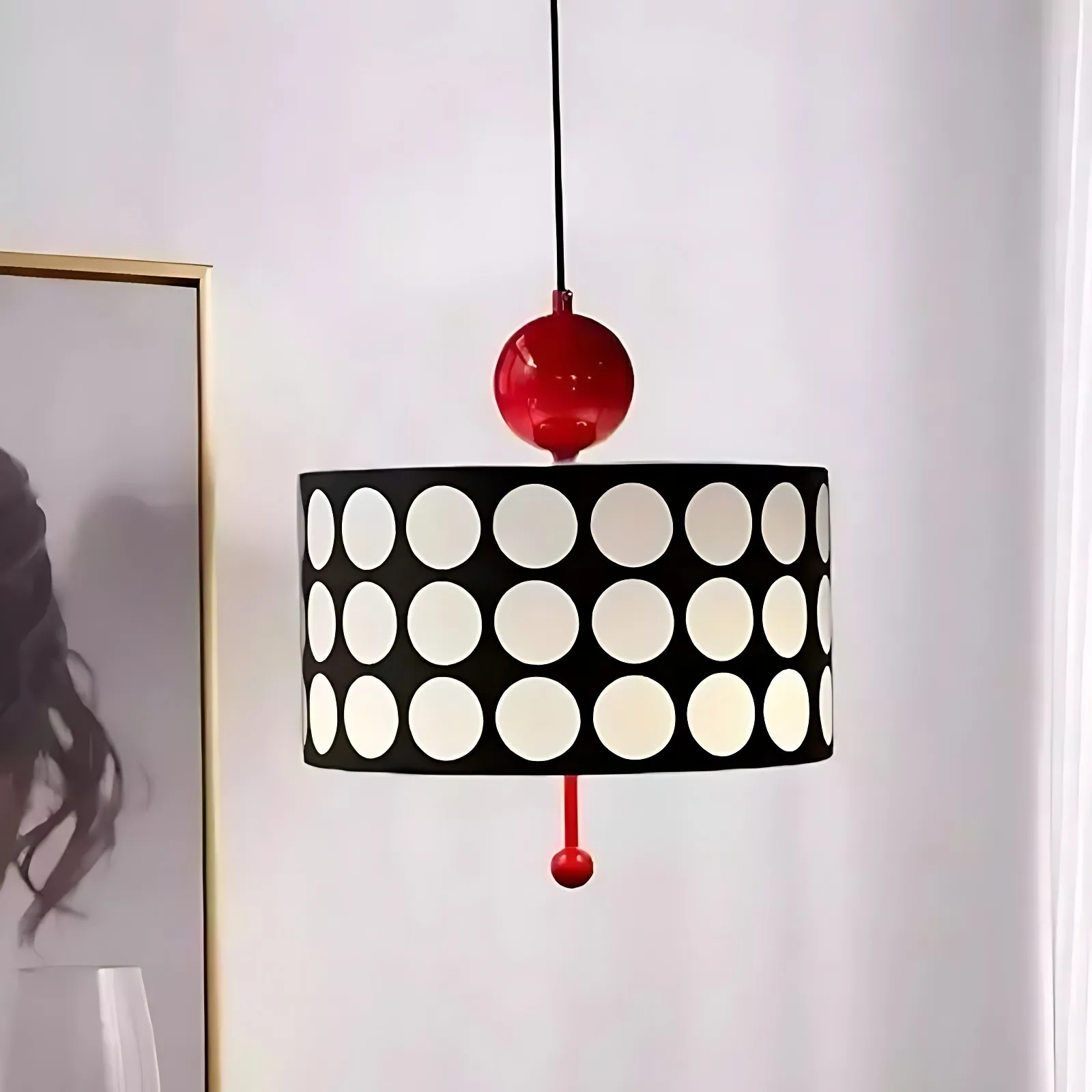 Polka Dot Lattice Pendant Lamp - French Vintage Light for Dining M165