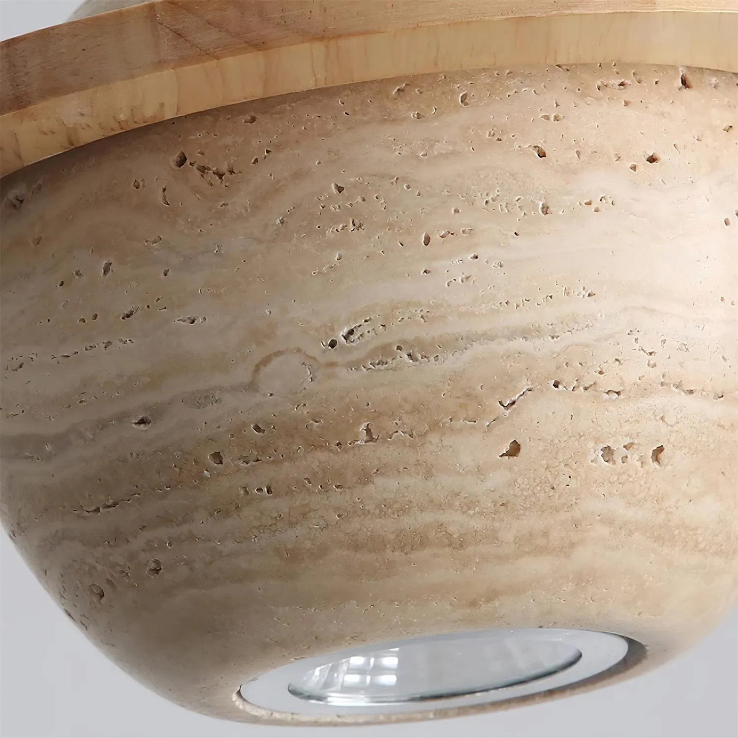Travertine Sphere Pendant Light with Ring Detail - Kitchen Island Lighting M115