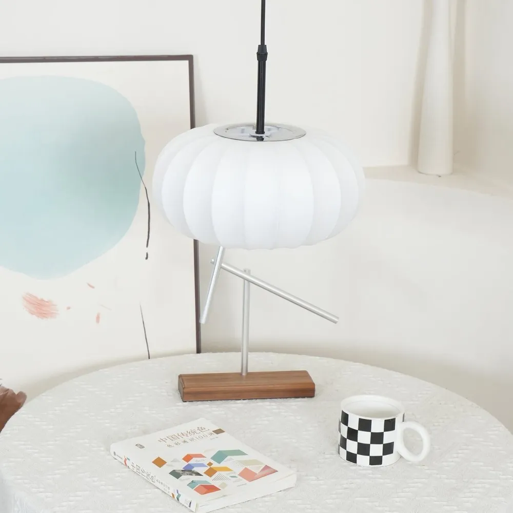 Simple Wabi-sabi White Lantern Fabric Pendant Lamp M06