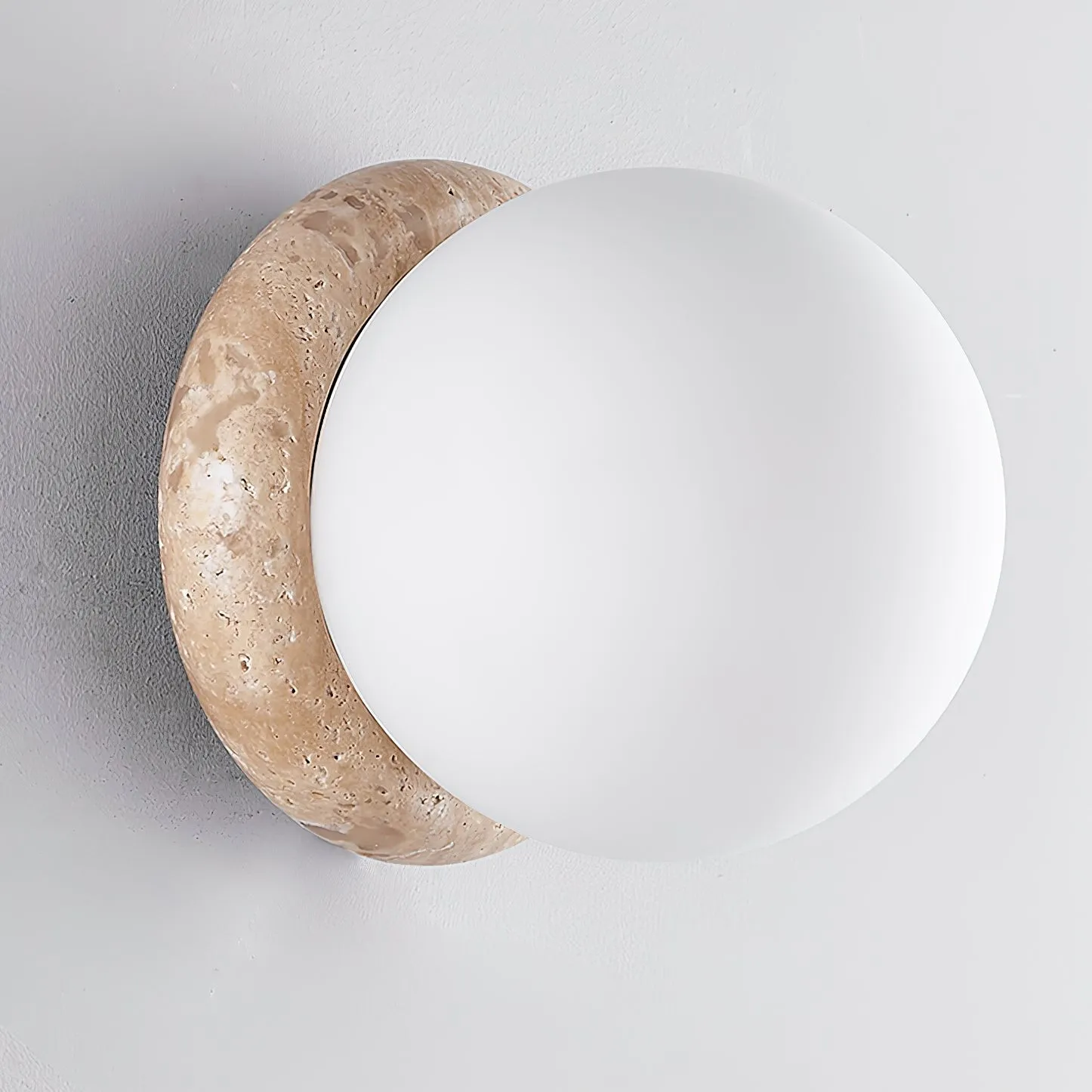 Japanese Style Wabi-Sabi Travertine Spherical Wall Lamp M575