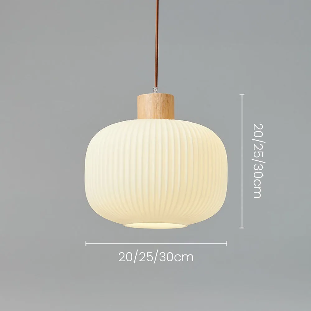 Nordic White Lantern-Like Glass Pendant Lamp M27