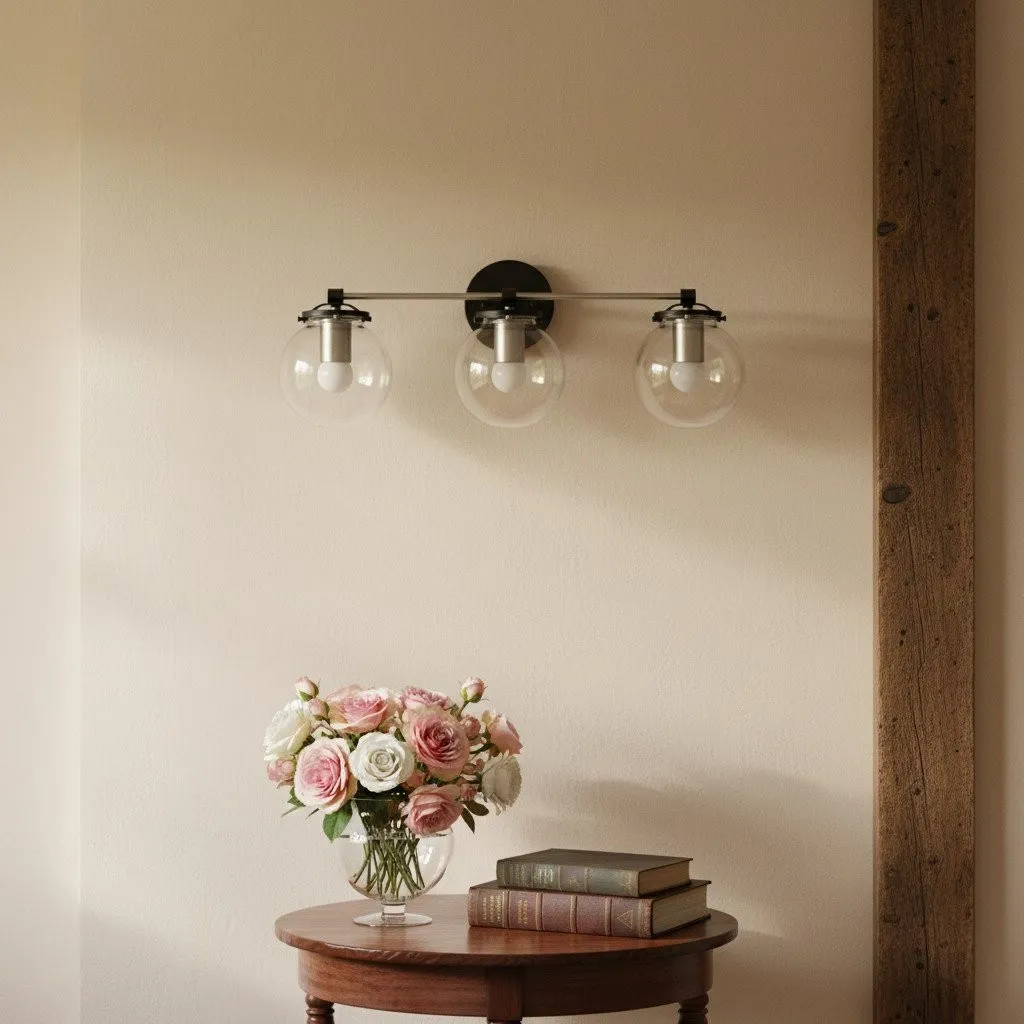Glorica Glass 3 Shade Globe Vanity Light - Soft Bathroom Light Fixture T329