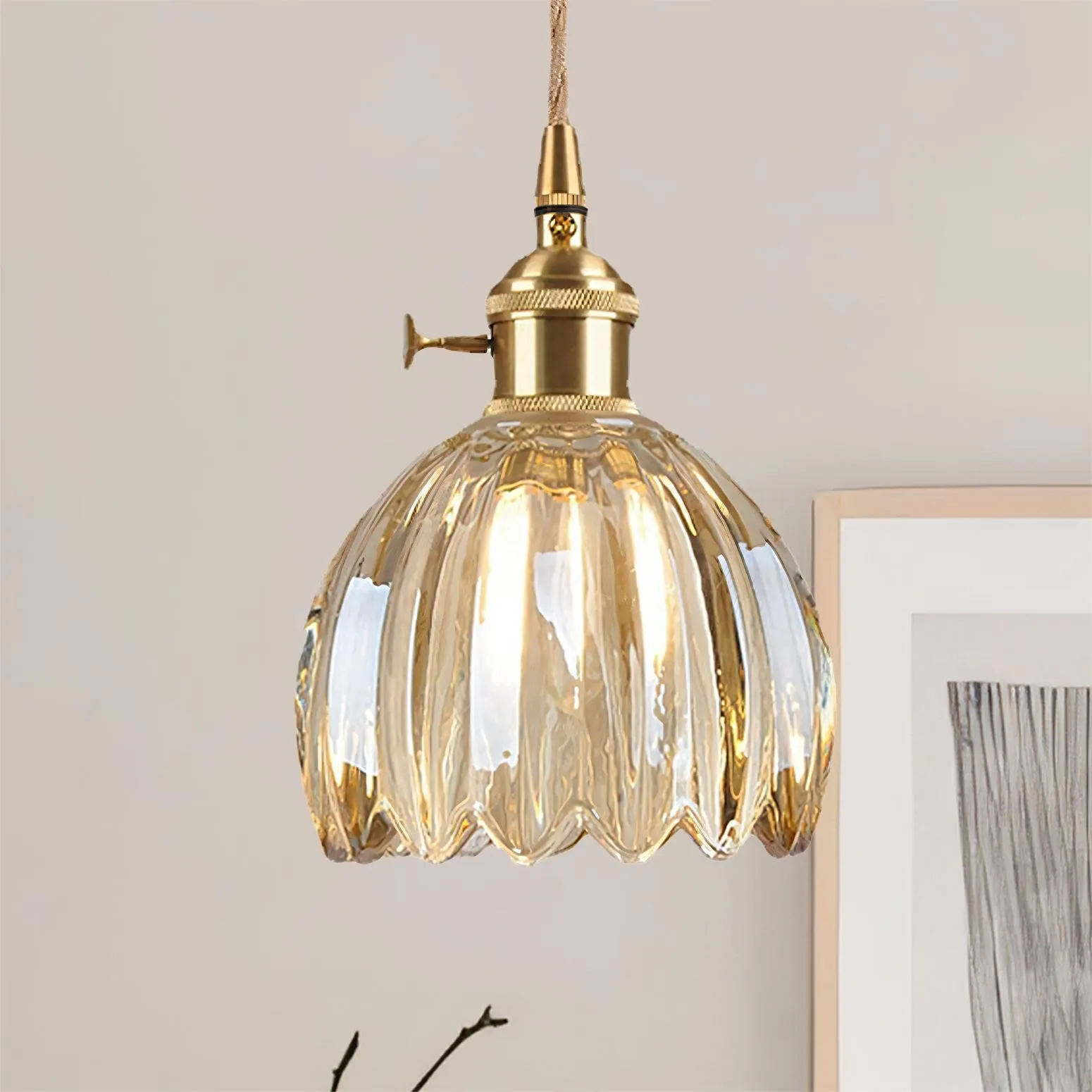 Japanese Retro Glass Flower Pendant Light S17
