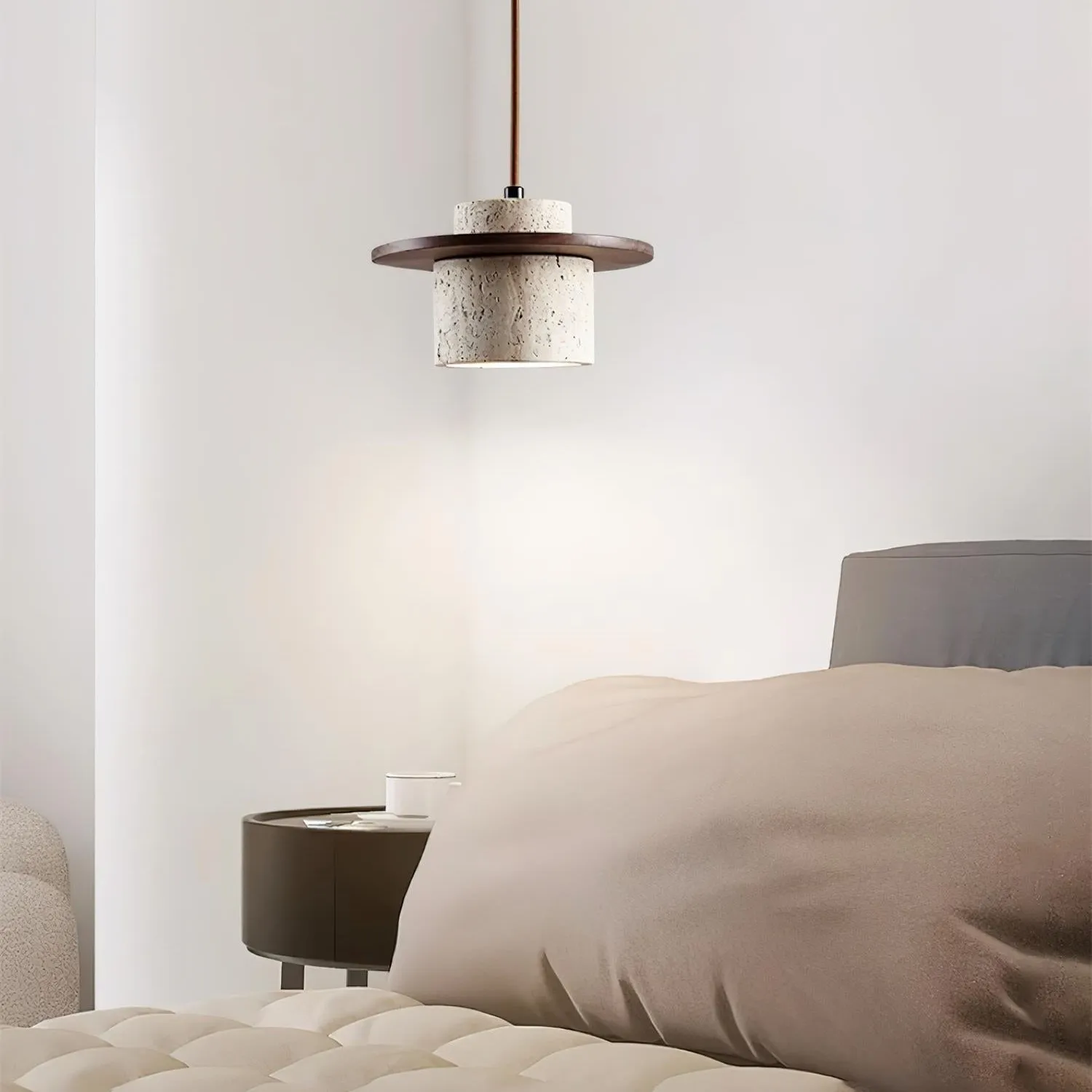 Elegant Textured Cylindra Stone Pendant Lamp G11