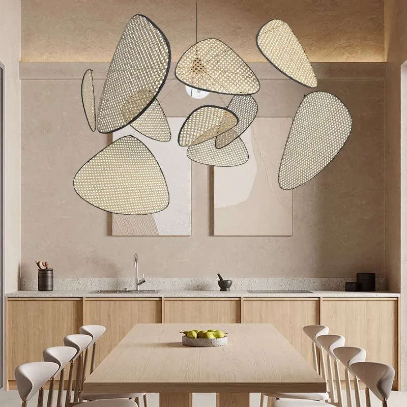 Screen Cannage Pendant Light - Woven Rattan Design for Living Room