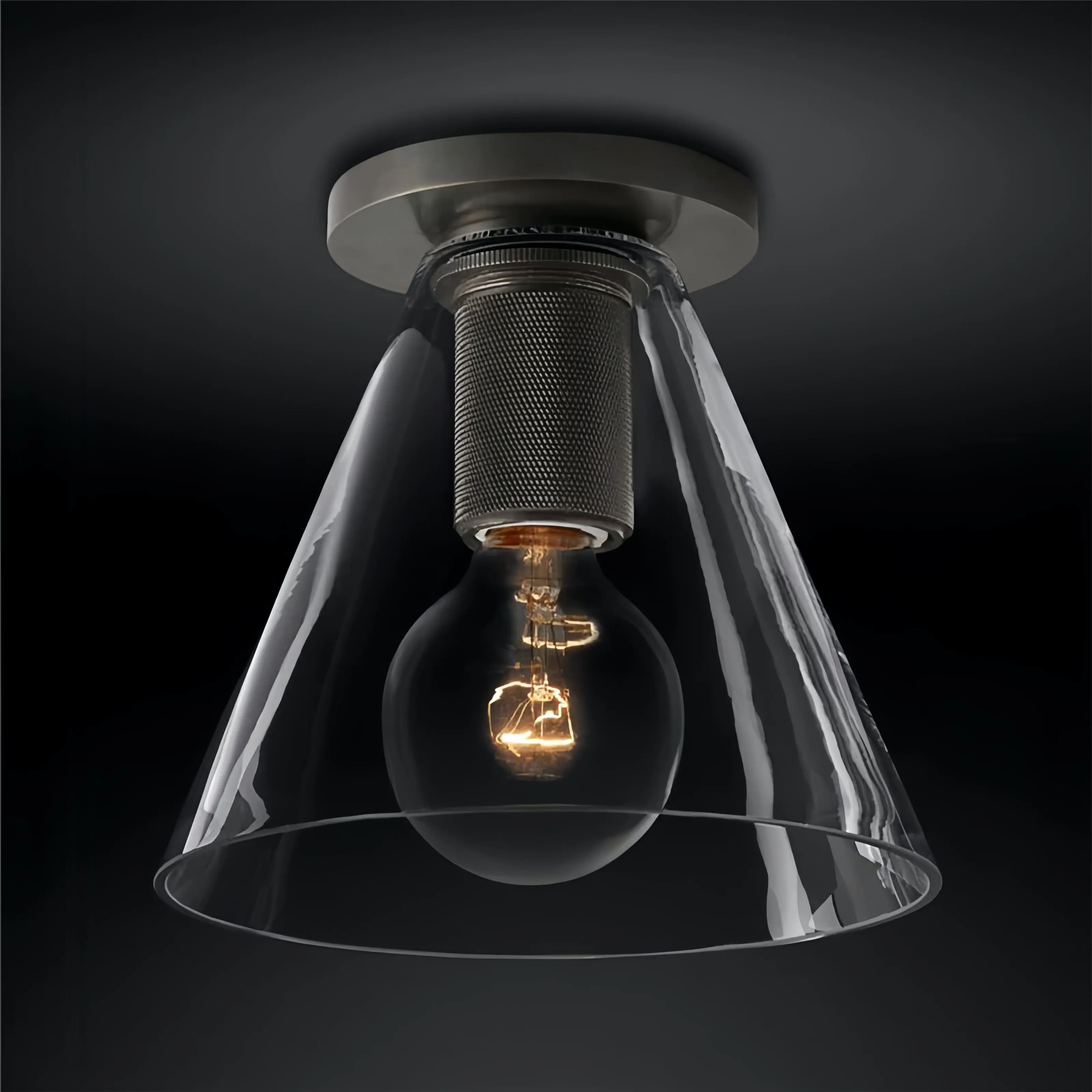Versatile Flush Mount Light – Modern Glass & Open Bulb Design S232