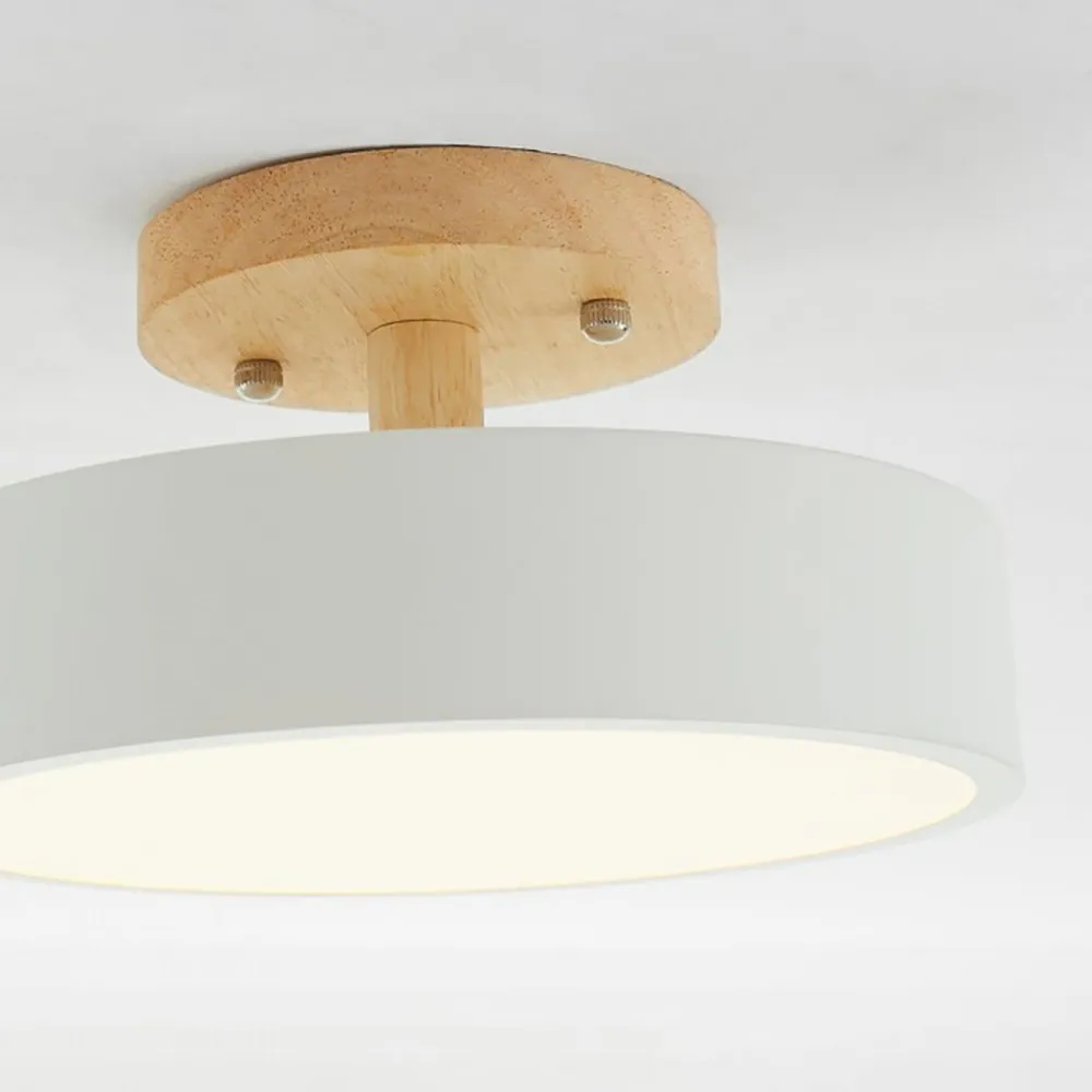 Nordic Macaroon Wooden Round Ceiling Lamp S90