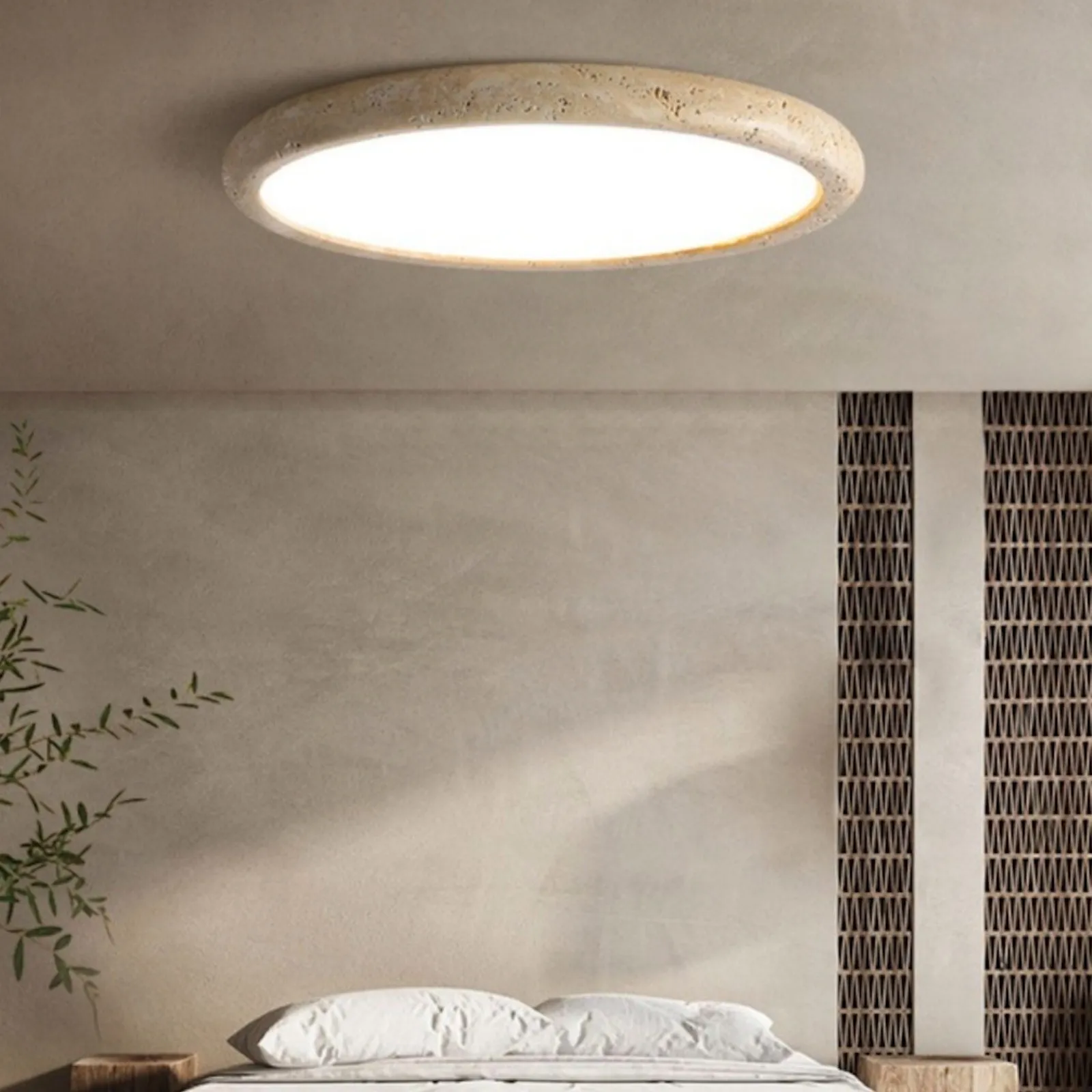 Travertine Disc Flush Mount Ceiling Light - Minimalist Design  Lighting S289