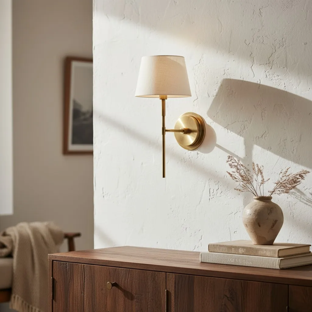 Cremaris Metal Wall Light with Fabric Shade - Timeless Sconce for Interior Lighting T1017