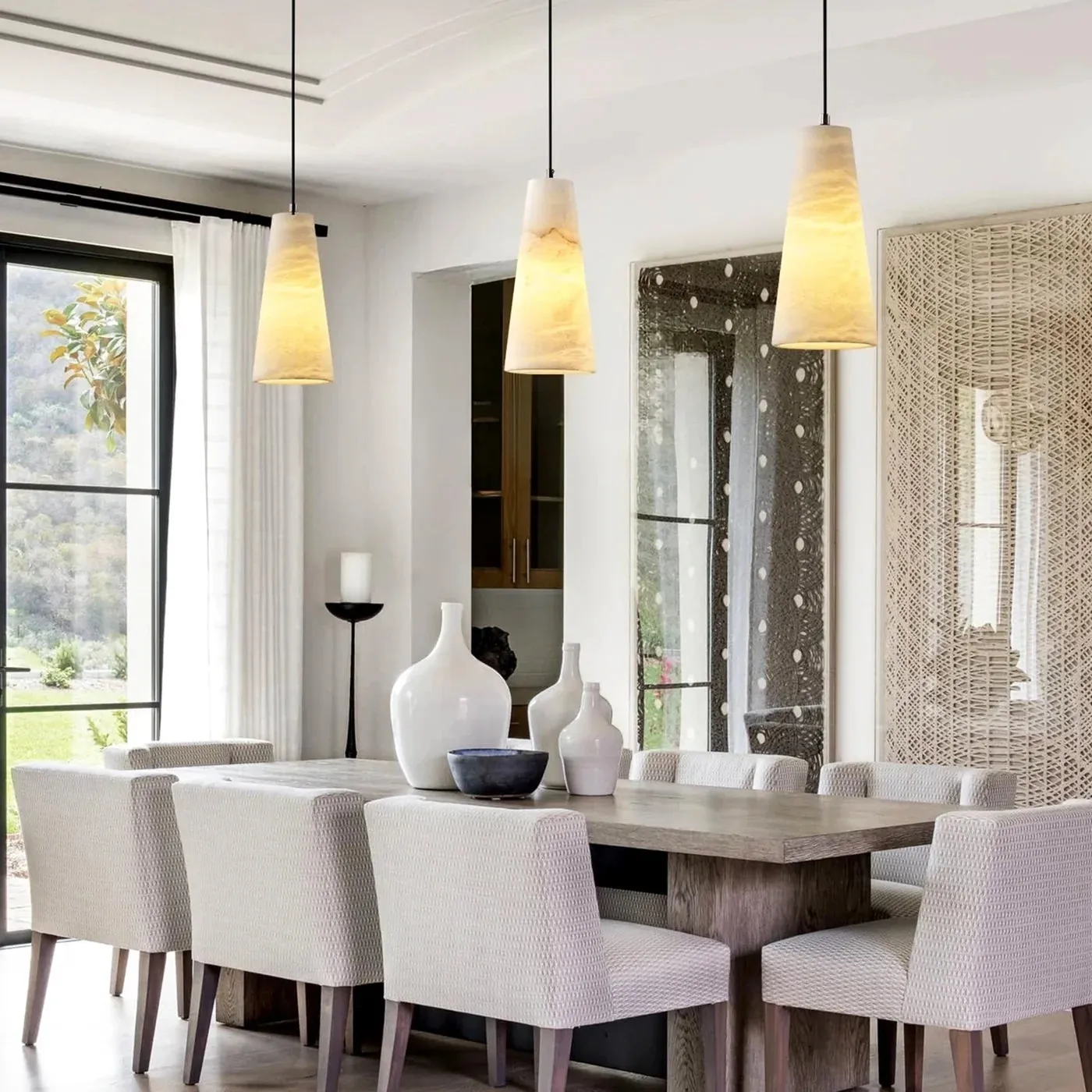 Aurora Pillar Alabaster Pendant Light T2171