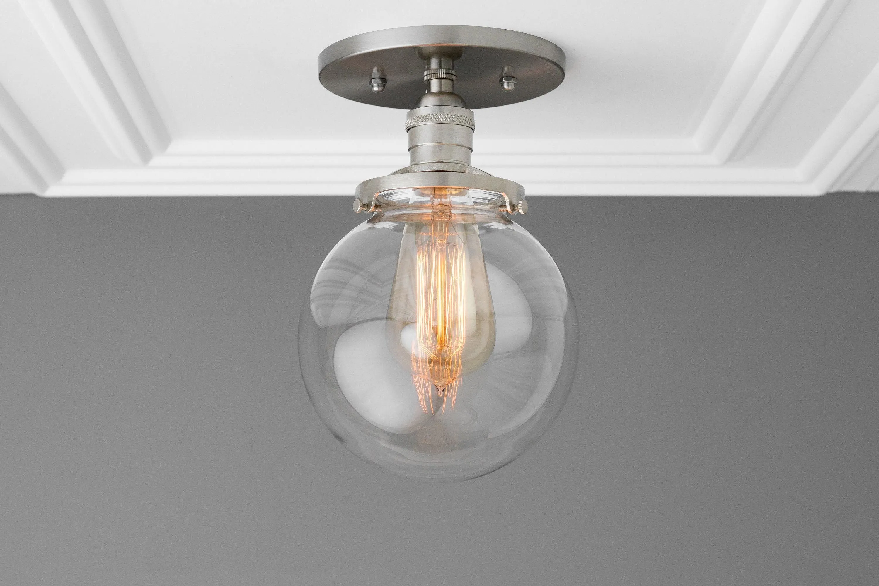 Glorica Glass Retro Globe Ceiling Light - Vintage Industrial Home Lighting T369
