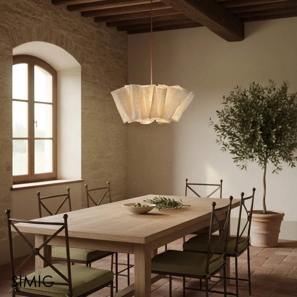 Scandinavian Pleated Fabric Pendant Light – Adjustable Hanging Lamp for Dining Room T191