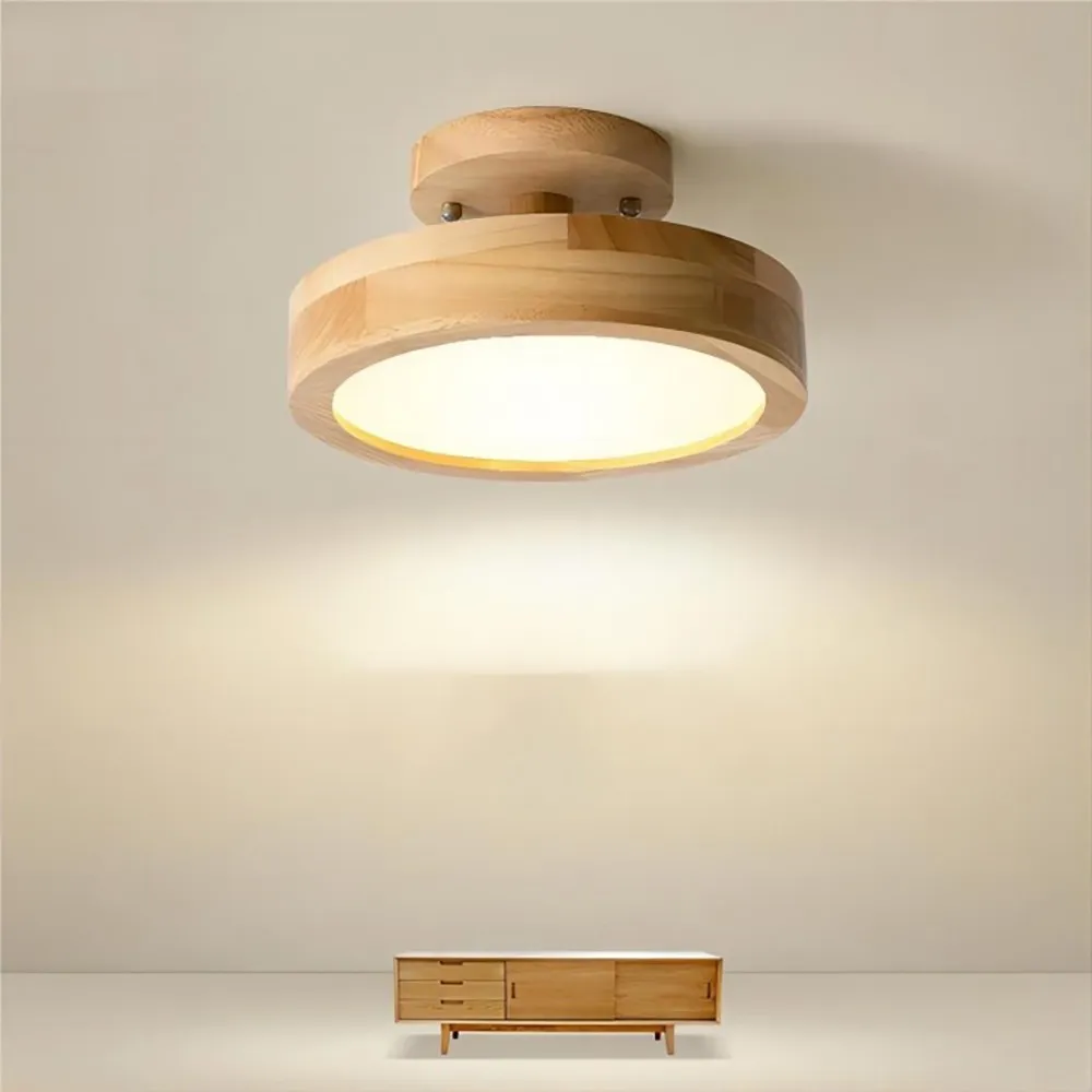 Nordic Macaroon Wooden Round Ceiling Lamp S90