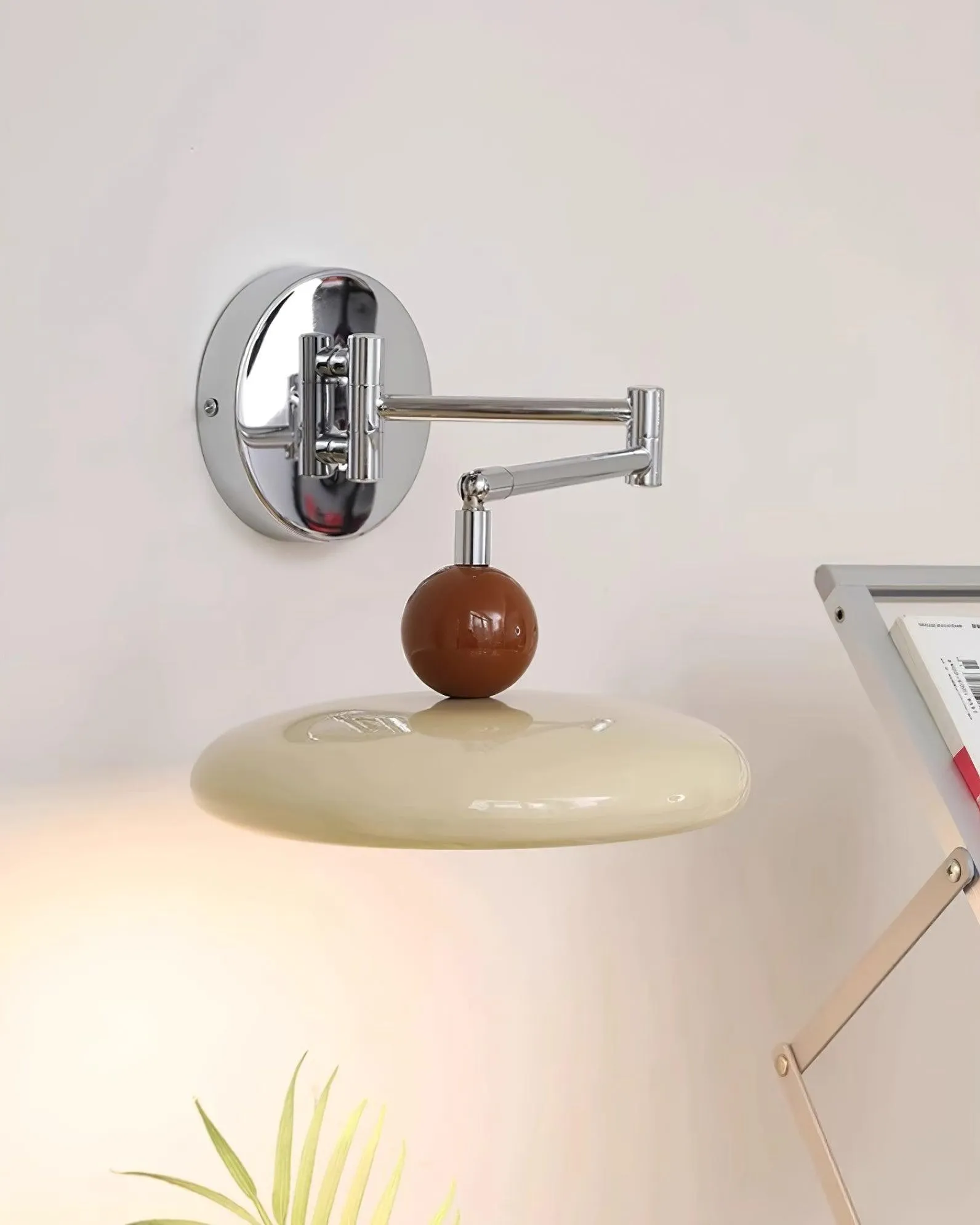 Cream Style Adjustable Swing Arm Disc Reading Wall Lamp M141