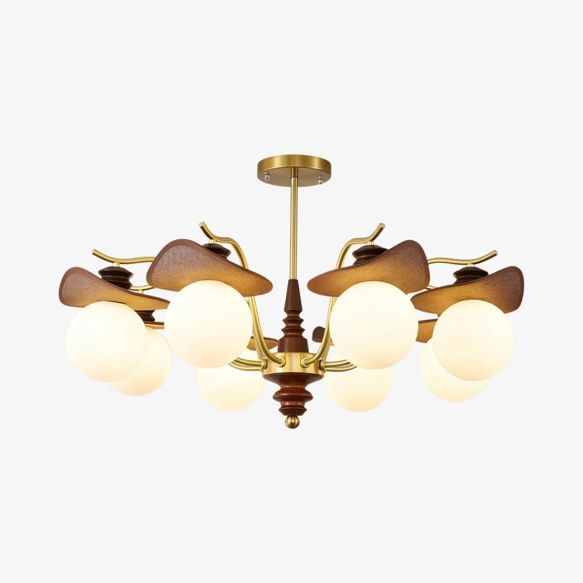 Solvane Multi Arm Chandelier with Glass Shades - Retro Decorative Lighting for Dining Room T1118