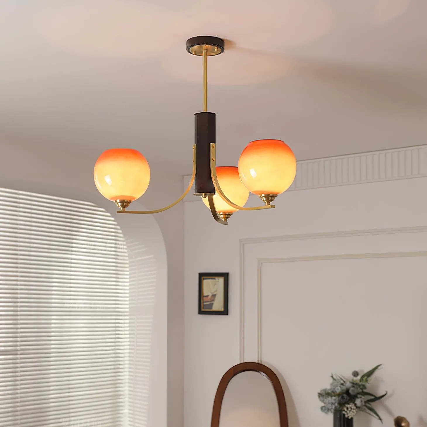 Vintage Caramel Globe Chandelier M398