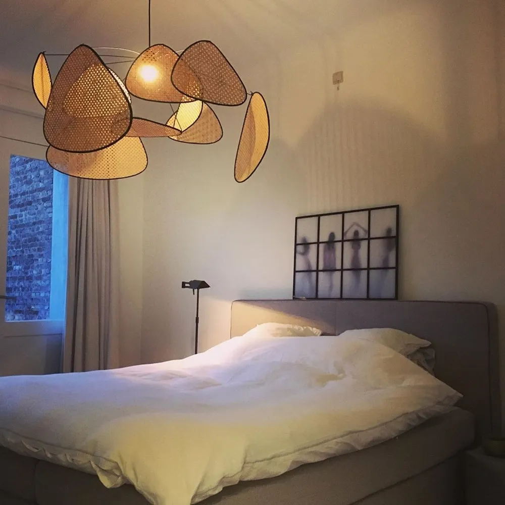Screen Cannage Pendant Light - Woven Rattan Design for Living Room