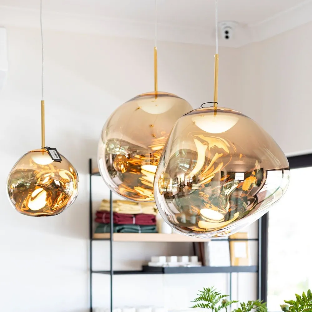 Glass Dynamic Pendant Light - Artistic Metallic Glow Pendant for Dining Area S54