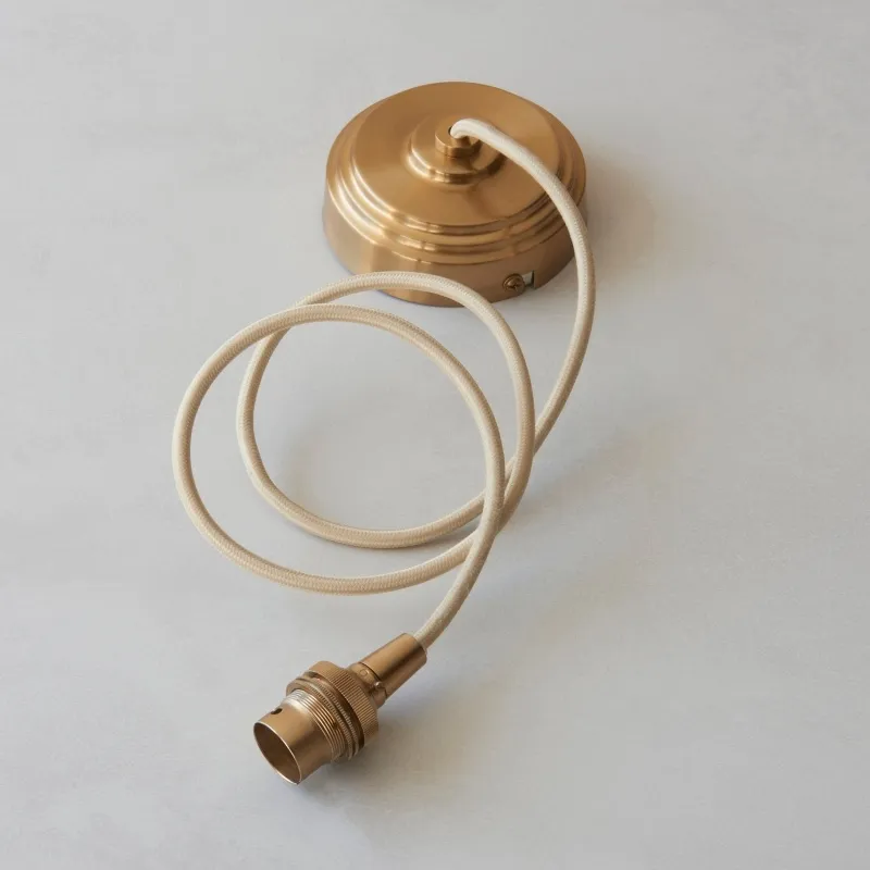 Plaitar Modern Brass Pendant Light - Minimalist Ceiling Fixture with Braided Cord for Hallways T993