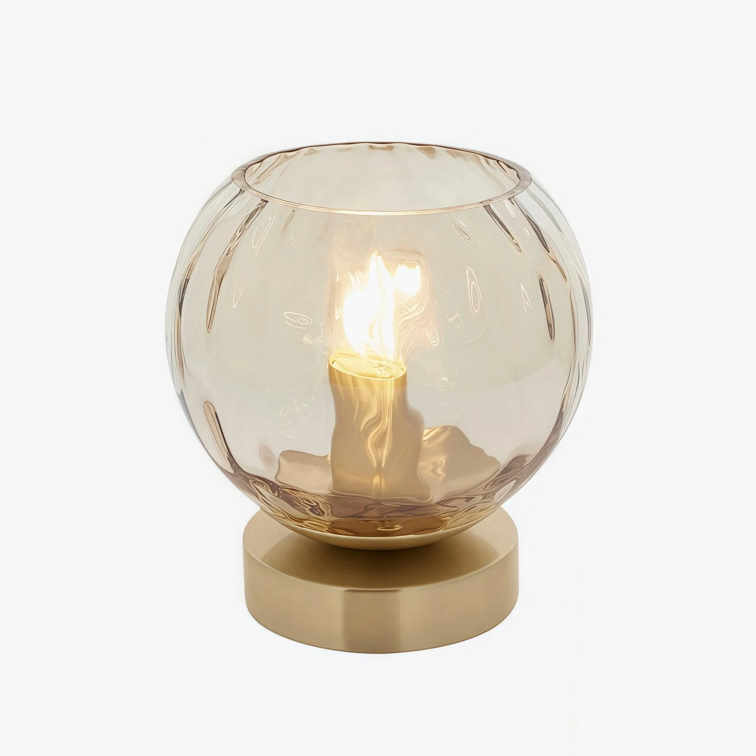 Tracian Modern Dimple Globe Table Lamp - Brass Ambient Decorative Lamp for Bedroom or Lounge T1049